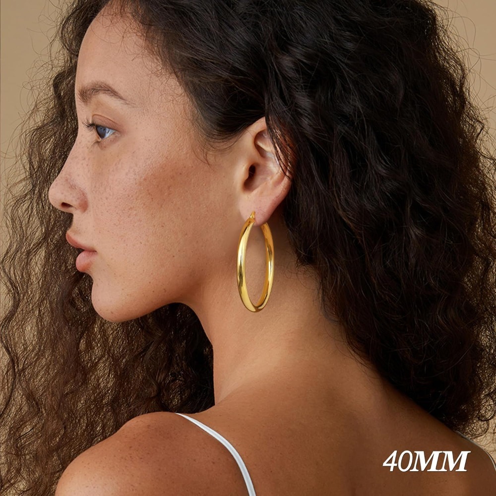 Women's 14K Gold-Plated Chunky Hoop Earrings